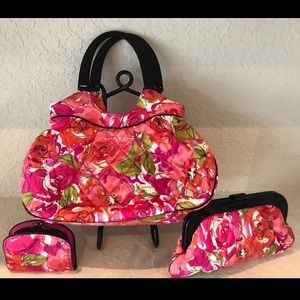 Vera Bradley Quilted Rose Bag, Clutch & Wallet